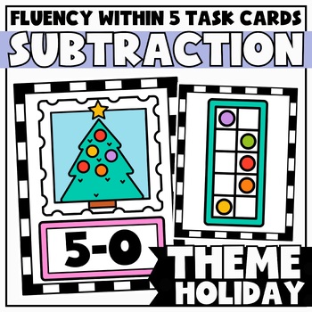 Preview of Kindergarten Holiday Subtraction Within 5 Task Cards