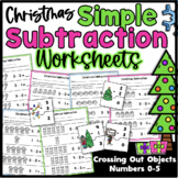 Simple Christmas Subtraction Worksheets Numbers 0-5