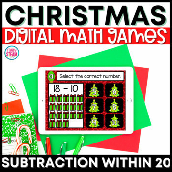 Preview of Christmas Subtraction to 20 | Digital Math Games 