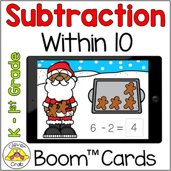 Preview of Christmas Math Subtraction within 10 Boom™ Cards