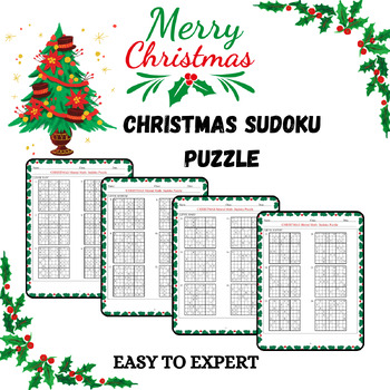 Preview of Christmas Sudoku Puzzles Easy, Medium, Hard, Expert