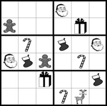 Preview of Christmas Sudoku Puzzles, holiday fun with patterns.
