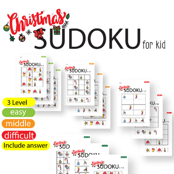 Preview of Christmas Sudoku for Kids - Easy, Medium, Hard
