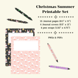 Christmas Summer Printable Set : 4 Journal Covers, 16 Page