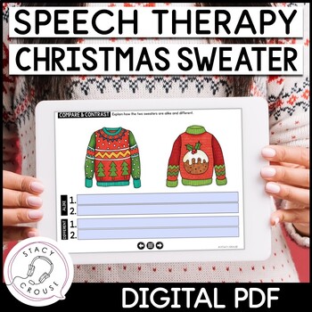 Preview of Christmas Sweater Speech Therapy Activities Articulation & Language Digital PDF