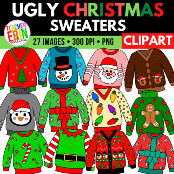 Preview of Christmas Sweaters Clipart Ugly Christmas Sweaters