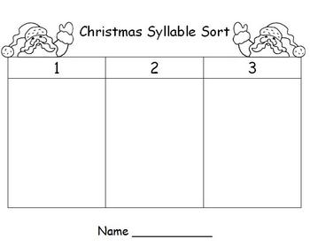 Preview of Christmas Syllable Sort