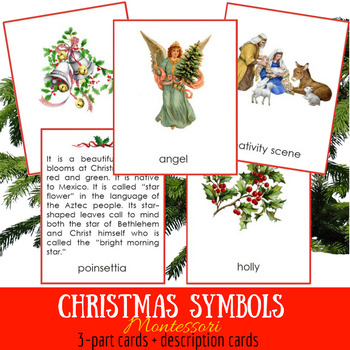 Christmas Symbols Montessori 4-part Cards by I Believe in Montessori