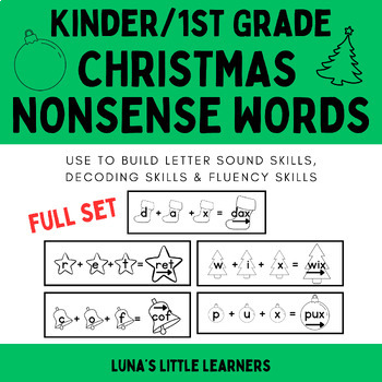 Preview of Christmas Symbols Nonsense Words CVC Words Flash Cards