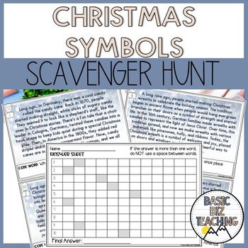 Preview of Christmas Symbols Scavenger Hunt Nonfiction Reading Comprehension Activity