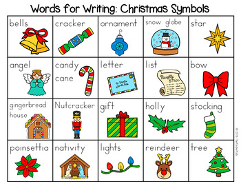 Preview of Christmas Symbols Word List - Writing Center