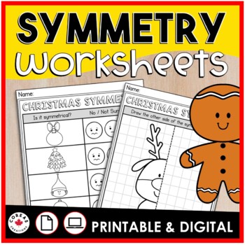 Preview of Christmas Symmetry Worksheets for Kindergarten