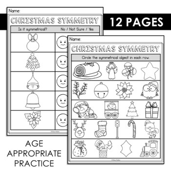 Christmas Symmetry Worksheets for Kindergarten