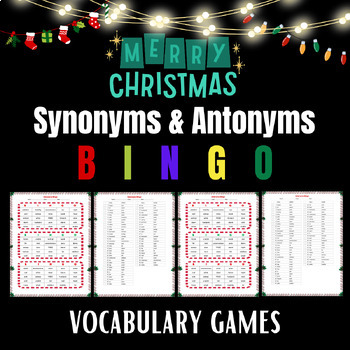 Preview of Christmas Synonym and Antonym Bingo - Extensive Game