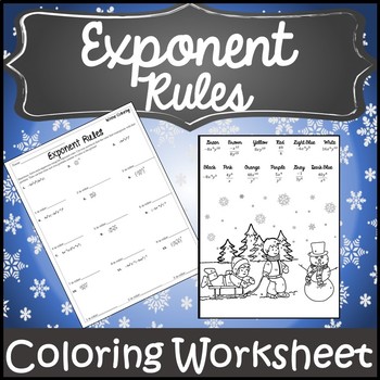 Exponent Rules Coloring Exponent Rules Christmas Winter Algebra Activity