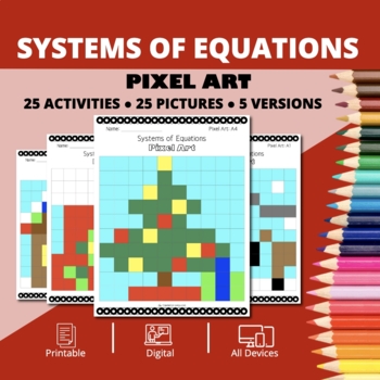 Preview of Christmas: Systems of Equations Pixel Art Activity