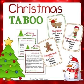 Preview of Christmas TABOO game + Slideshow + free envelope