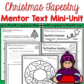 Preview of Christmas Tapestry Mini-Unit with Mentor Sentence, Figurative Language, & Theme