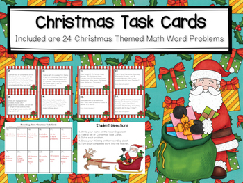 Christmas Task Cards (24 Math Word Problems) by Mooving Into Math