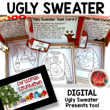 Preview of Christmas Task Cards: 9 Ugly Sweater Presents