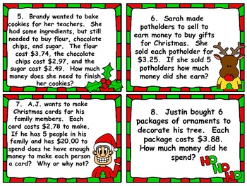 Christmas Task Cards: Adding and Subtracting Decimals by Learning with ...