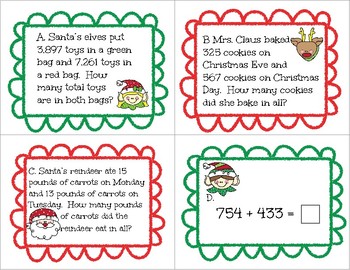 Christmas Task Cards - Addition and Subtraction by SpEd is My Cup of Tea