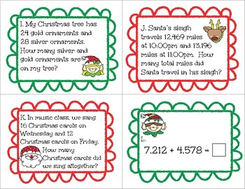 Christmas Task Cards - Addition and Subtraction by SpEd is My Cup of Tea