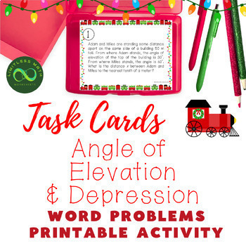 Preview of Christmas Task Cards - Angle of Elevation & Depression Word Problems