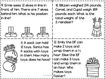 Christmas Task Cards - Mixed Problem Solving by Forever In Third Grade