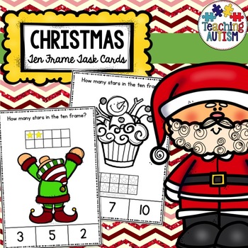 Christmas Task Cards Counting Ten Frames by Teaching Autism | TPT