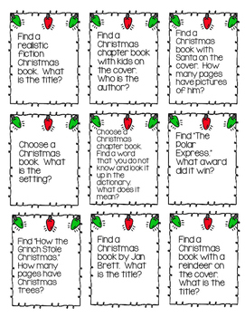 Christmas Task Cards for the Elementary Library | TpT