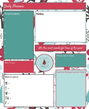 Preview of Christmas Teacher Daily Planner