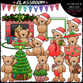 Christmas Teddy Bears - Clip Art & B&W Set