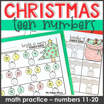 Preview of Christmas Teen Numbers - teen numbers worksheets, math centers, and activities