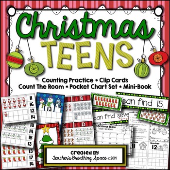 Preview of Christmas Teens  |  Christmas Teen Number Math Center Games for Numbers 11-20
