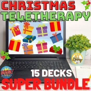 Preview of Christmas Teletherapy Boom Cards Bundle