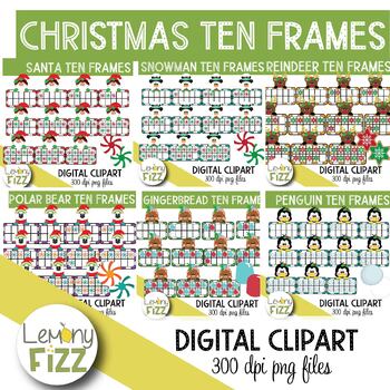 Preview of Christmas Ten Frames Clipart: Holiday Clipart Bundle