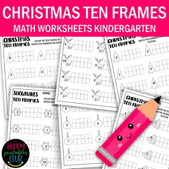 Christmas Ten Frames Math Activity Worksheets By Happy