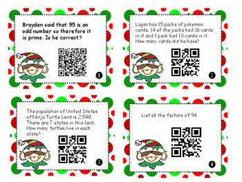 Christmas Test Prep Task Cards With Qr Code 6 Word Problems 