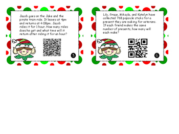 Christmas Test Prep Task Cards with QR Code 6 word problems | TPT