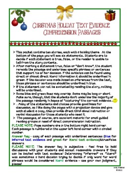 Christmas Text Evidence Daily Comprehension Passages by Amy Bratsos ...