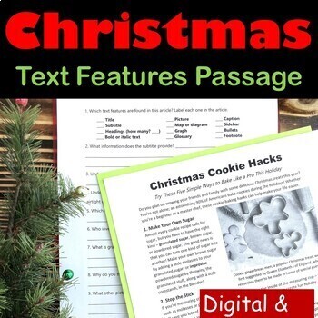 Preview of Christmas Text Features Passage - Printable & Digital
