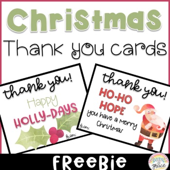 Preview of Christmas Thank You Card FREEBIE