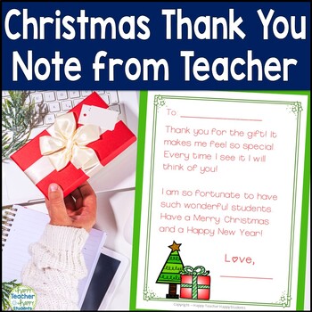 Preview of Christmas Thank You Notes | Christmas Thank You Card from Teacher to Student