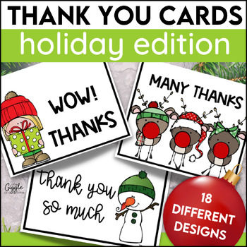 Preview of Christmas Holiday Thank You Cards Notes From Teacher To Students