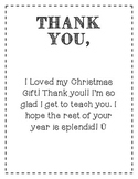 Christmas Thank You Gift Note