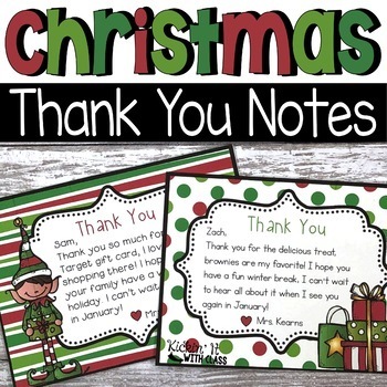 Preview of Christmas Thank You Notes {Editable}