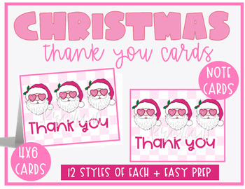 Preview of Christmas Thank You Printable Cards, Pinkmas, Pink Christmas, Thank You Card