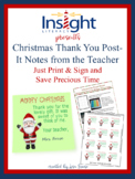 Christmas Thank You Printable Post-It Notes from the Teacher