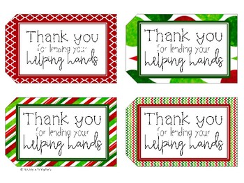 Christmas Thank You Tags for Volunteers by Teaching with Ninjanuity
